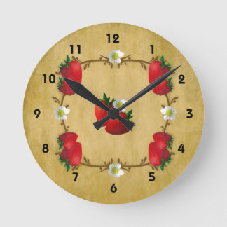 Country Strawberries Wall Clock