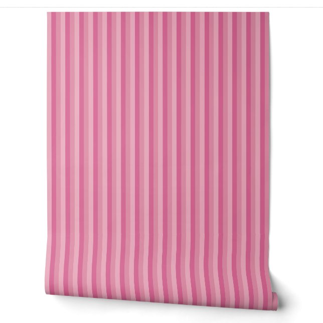 Country-Style 1/4" Rustic Pink Stripes Wallpaper (Unrolling)