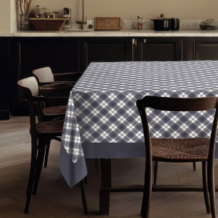 Country Style Blue Check Tablecloth for Rustic
