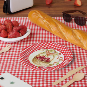 Country Style Gingham with Apple Harvest Basket Paper Plate