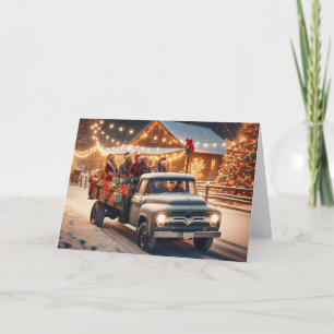 Country-style hayride Christmas greeting cards. Holiday Card