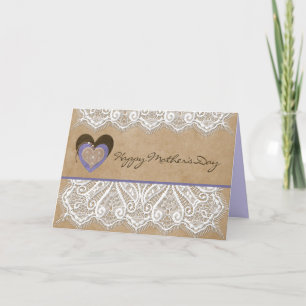 Country Style Lacey Mother's Day Card w/Hearts