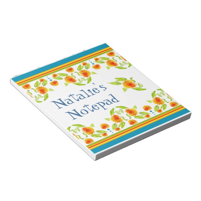 Country Style Marigolds Border Notepad or Jotter (Angled)