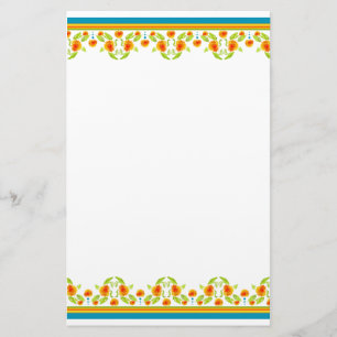 Country Style Marigolds Border Stationery