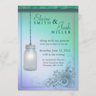 Country Style Mason Jar with flair Invitation