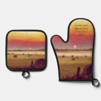 Country Style Oven Mitt & Pot Holder Set