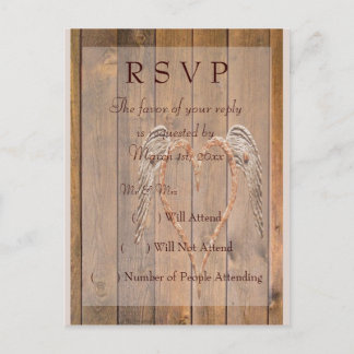Country Style Rustic Angel Wings Wedding Invitation Postcard