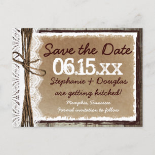 Country Style Rustic Save the Date Postcards