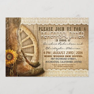 country style rustic wood rehearsal dinner invites