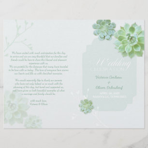 Country Succulent Cactus Wedding Bi Fold Program