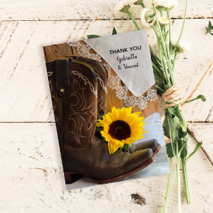 Country Sunflower and Lace Wedding Thank You Notes