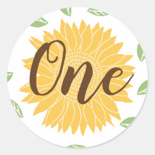 Country Sunflower Baby's 1st Birthday Classic Round Sticker