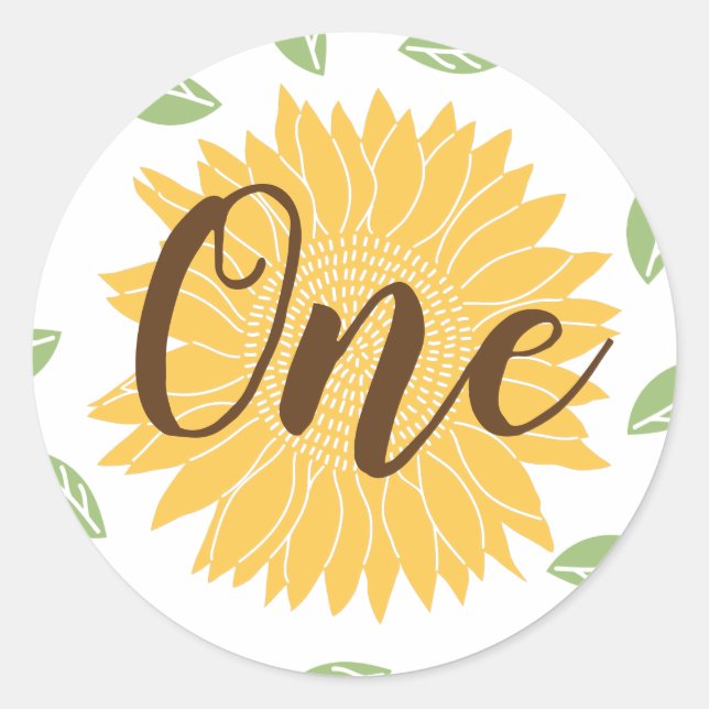 Country Sunflower Baby's 1st Birthday Classic Round Sticker (Front)