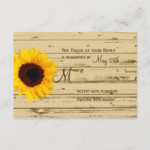 Country Sunflower Barn Rustic Wedding RSVP Cards