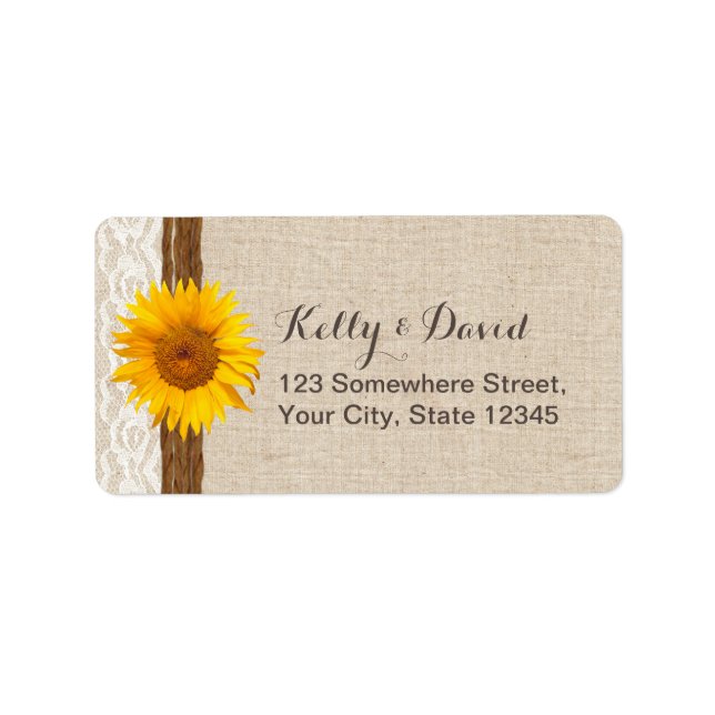 Country Sunflower Burlap Return Address Labels (Front)