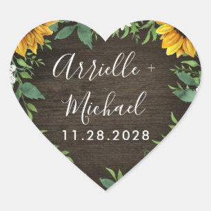 Country Sunflower Daisy Mariage Favoriser Stickers