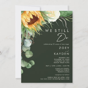 Country Sunflower Dark Green We Still Do Renewal Invitation