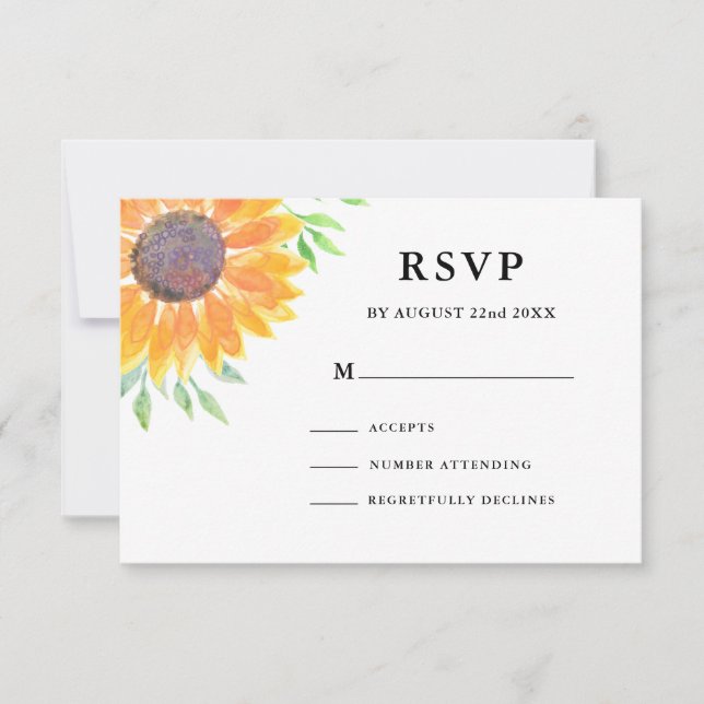 Country Sunflower Foliage Wedding RSVP Card (Front)