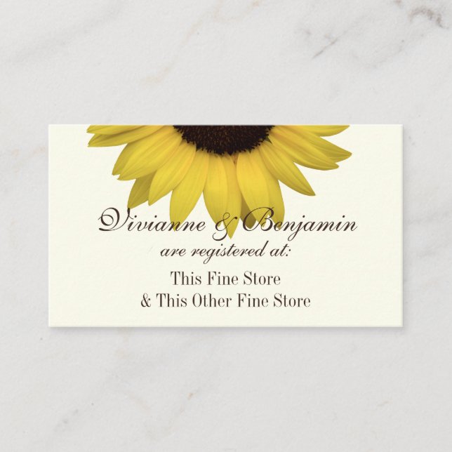 Country Sunflower Gift Registry Info Enclosure Card (Front)