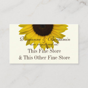 Country Sunflower Gift Registry Info Enclosure Card