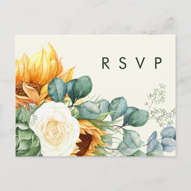 Country Sunflower Light Yellow Song Request RSVP Postcard (Front)