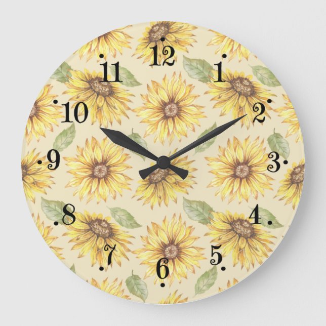 Country Sunflower Meadow Design Wall Clock (Front)