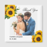 Country Sunflower Photo Wedding Favour Gift Magnet<br><div class="desc">Country Sunflower Photo Wedding Favour Gift magnet features rustic background , sunflower clip art , text & wedding couple photo template. A perfect sunflower wedding favour gift for your guests. Please click on the personalize button to customize it with your text or photo.Kindly visit my store " loveyouart" for other...</div>