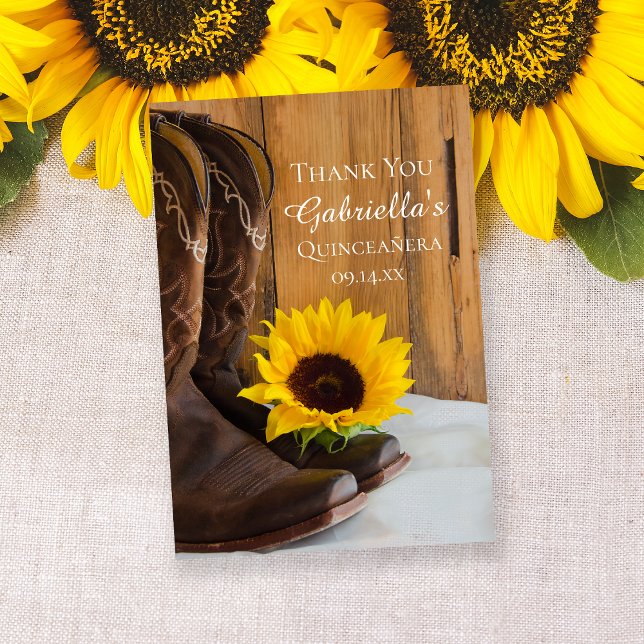 Country Sunflower Quinceañera Thank You (Creator Uploaded)