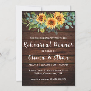 Country sunflower rehearsal dinner invitations