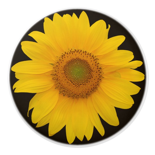 Country Sunflower Round Ceramic Pull (Front)