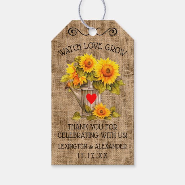 Country Sunflower Seeds Wedding Guest Favour Tag | (Front)
