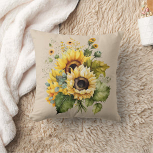 Country Sunflower Splendour  Throw Pillow