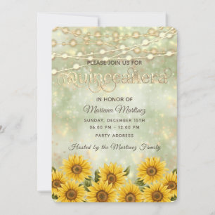 Country sunflower string lights Quinceañera Invitation