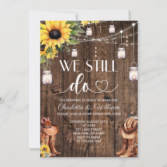  Country Sunflower Vow Renewal Invite (Front)
