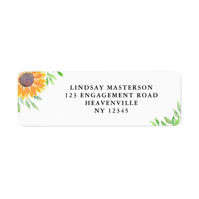 Country Sunflower Watercolor Adresse du Mariage (Devant)