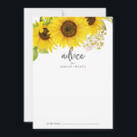 Country Sunflower Wedding Advice Card<br><div class="desc">This country sunflower wedding advice card is perfect for a rustic wedding and can be used for any event. The classic modern design features beautiful bright yellow watercolor wildflowers with a vintage outdoor summer or fall theme. These advice cards can be used as a guestbook alternative for a wedding reception,...</div>