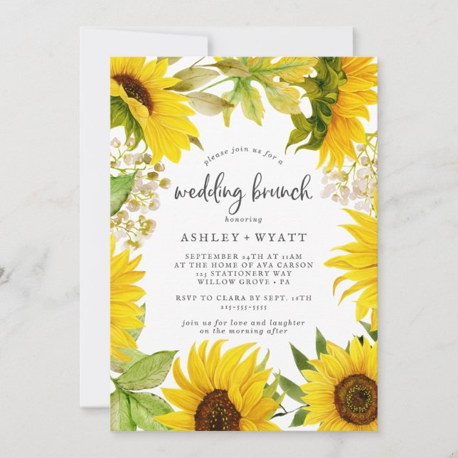 Country Sunflower Wedding Brunch Invitation (Front)
