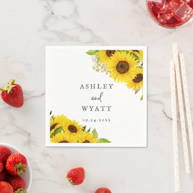 Country Sunflower Wedding Napkins (Insitu)
