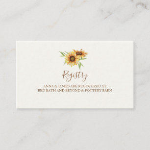 Country Sunflower Wedding Registry Card