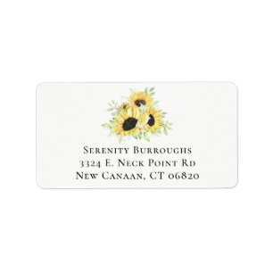 Country Sunflower Wedding Watercolor Floral Label