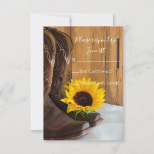 Country Sunflower Western Grange Mariage RSVP
