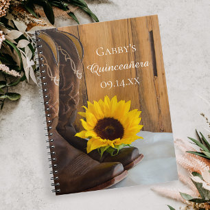 Country Sunflower Western Quinceañera Livre d'or