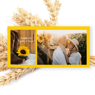 Country Sunflower Western Wedding Thank You Card