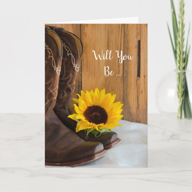 Country Sunflower Will You Be My Bridesmaid Invitation (Front)