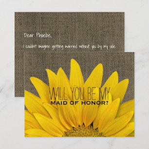 Country Sunflower Will You Be My Maid of Honour Invitation