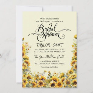 Country Sunflower   Yellow Bridal Shower  Invitation