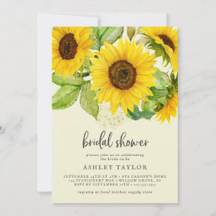 Country Sunflower   Yellow Bridal Shower Invitation