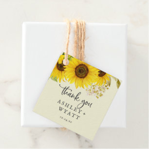 Country Sunflower   Yellow Thank You Favour Tags