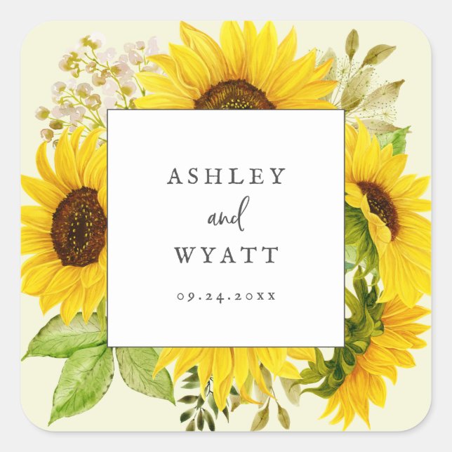 Country Sunflower | Yellow Wedding Envelope Seals (Front)