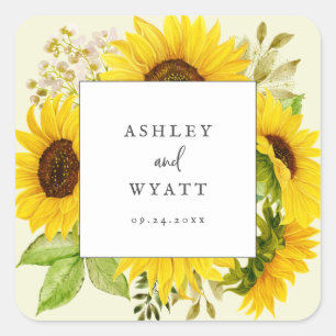 Country Sunflower   Yellow Wedding Envelope Seals